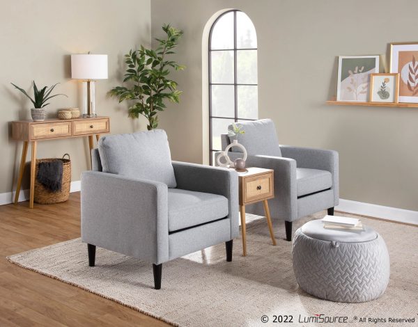 Wendy Contemporary Grey Fabric Armchair Black Wood Legs 3