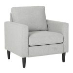 Wendy Contemporary Grey Fabric Armchair Black Wood Legs