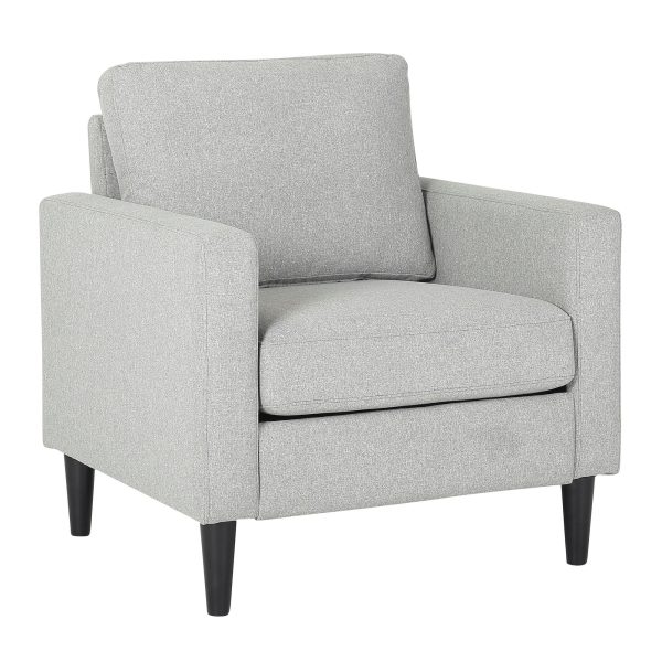 Wendy Contemporary Grey Fabric Armchair Black Wood Legs 4