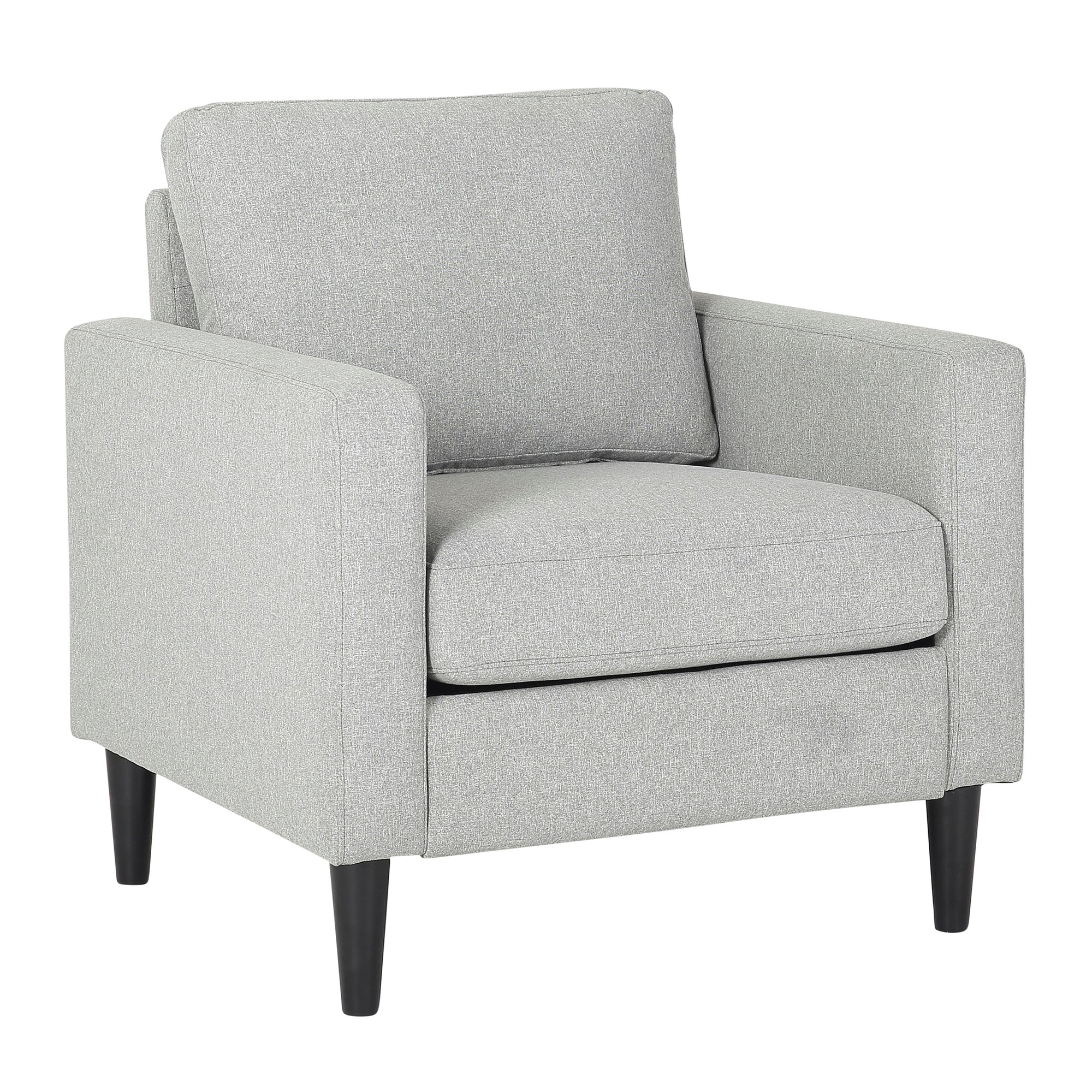 Wendy Contemporary Grey Fabric Armchair Black Wood Legs 4 Wendy Contemporary Grey Fabric Armchair Black Wood Legs - Image 4