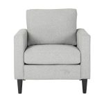Wendy Contemporary Grey Fabric Armchair Black Wood Legs