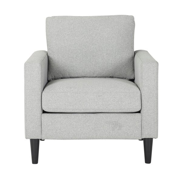 Wendy Contemporary Grey Fabric Armchair Black Wood Legs 8