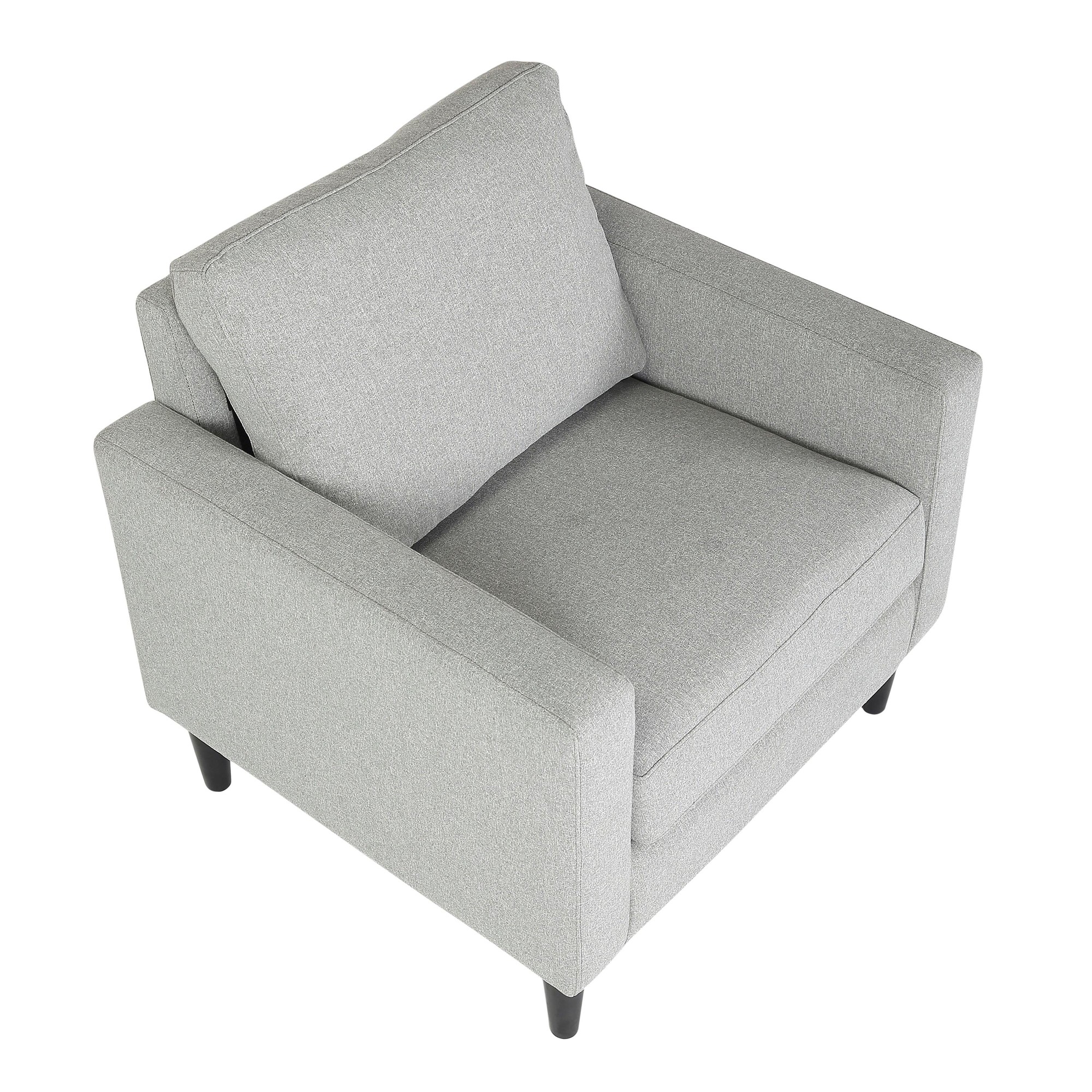 Wendy Contemporary Grey Fabric Armchair Black Wood Legs 9 Wendy Contemporary Grey Fabric Armchair Black Wood Legs - Image 9