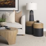 Wenopa Matte Black Wood w/ Natural Jute Accent Tables