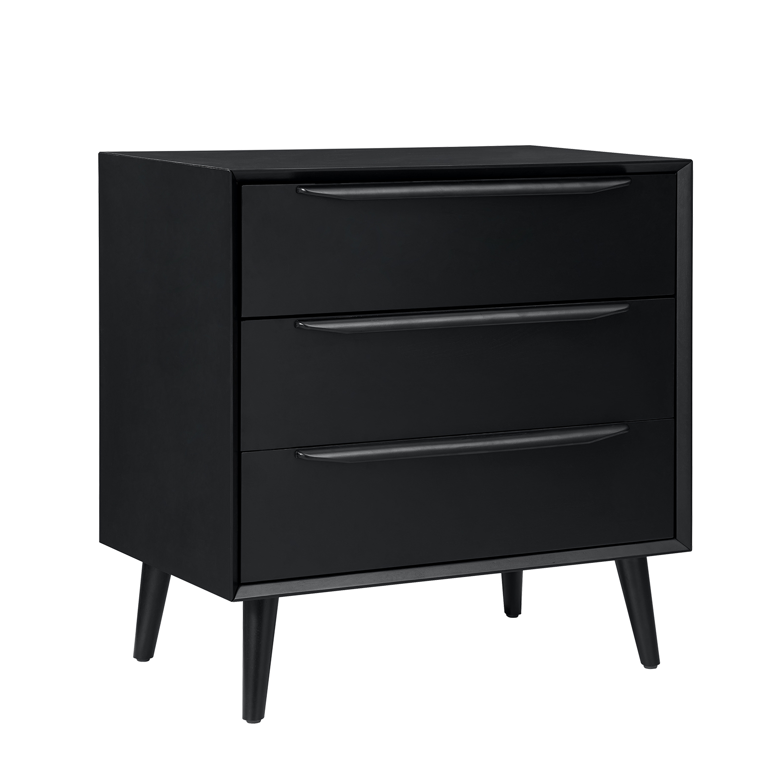 Werner Black Mid-Century Modern 3 Drawer Accent Chest 1 Werner Black Mid-Century Modern 3 Drawer Accent Chest
