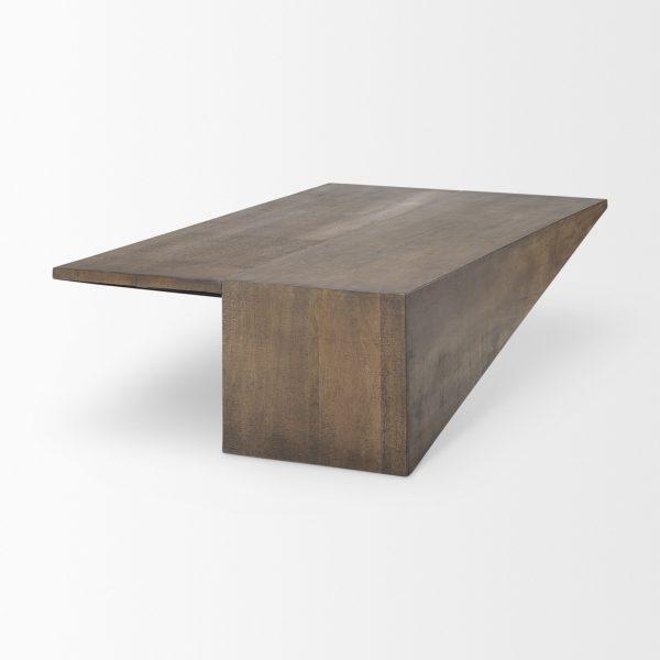West 55L x 32W x 14H Medium Brown Wooden Angled Coffee Table 5
