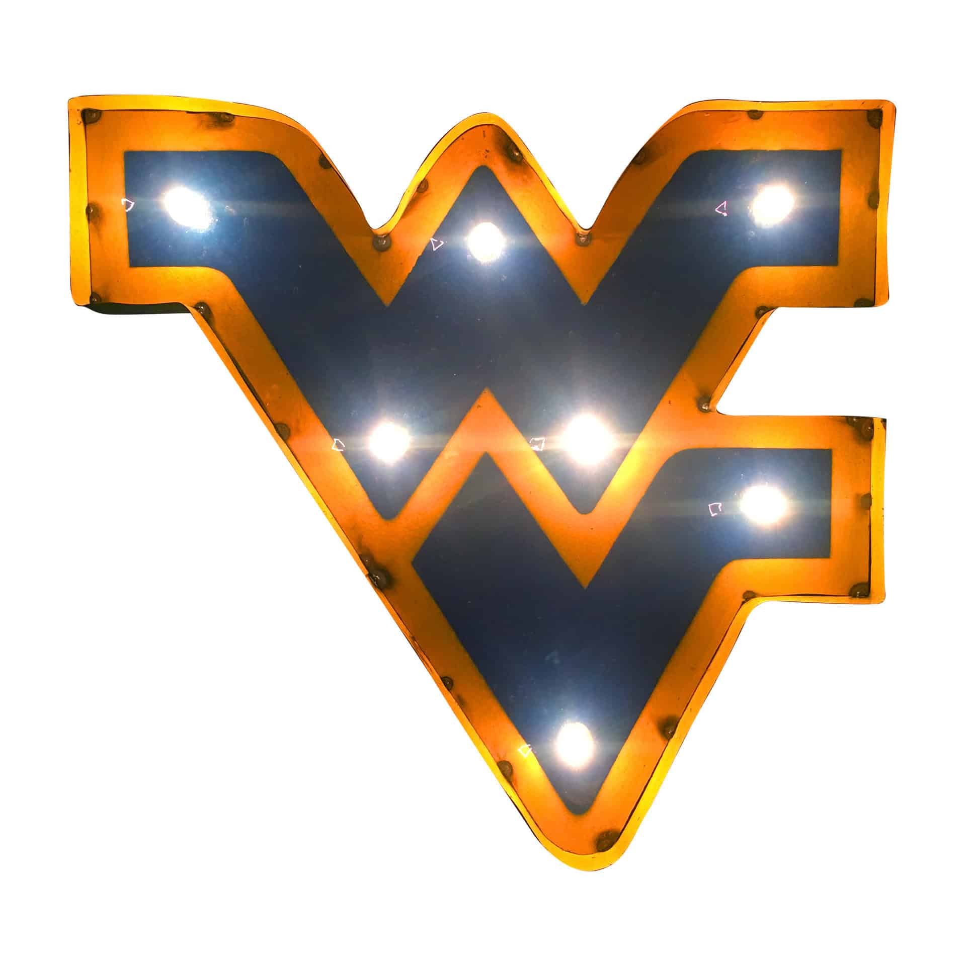 West Virginia Logo Lighted Recycled Metal Sign 3 West Virginia Logo Lighted Recycled Metal Sign - Image 3