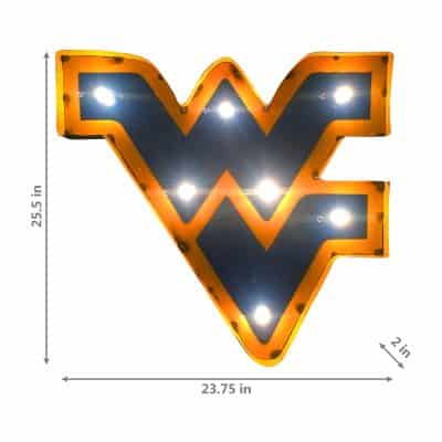 West Virginia Logo Lighted Recycled Metal Sign