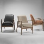 Westan Black Genuine Leather W/Medium Brown Wood Accent Chair