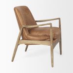 Westan Cognac Faux Leather W/Medium Brown Wood Accent Chair