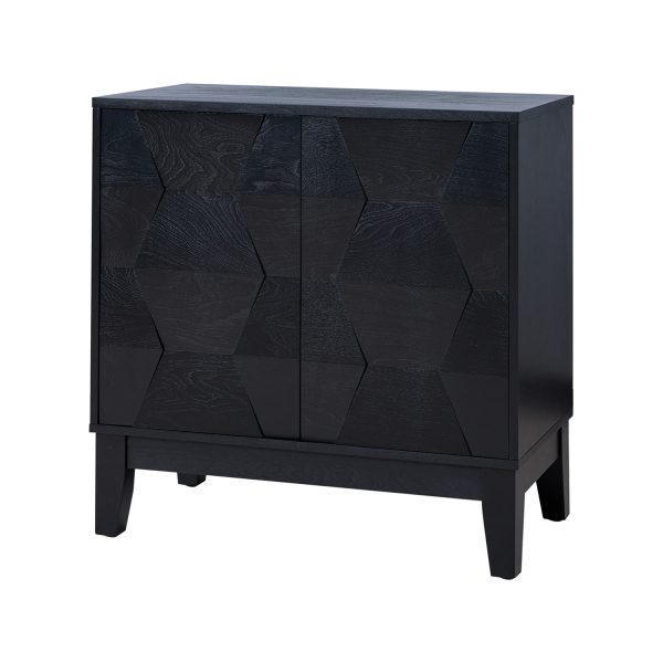 Whisnant Black Hexagon Door Push to Open Storage Cabinet 1