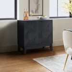 Whisnant Black Hexagon Door Push-to-Open Storage Cabinet