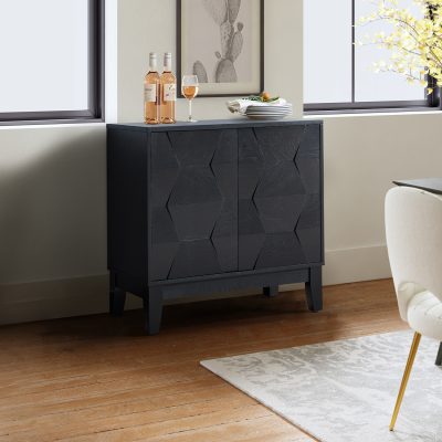 Whisnant Black Hexagon Door Push-to-Open Storage Cabinet