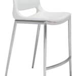 White Faux Leather Ergonomic Counter Stool with Footrest (Set of 2)