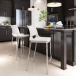 White Faux Leather Ergonomic Counter Stool with Footrest (Set of 2)