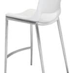 White Faux Leather Ergonomic Counter Stool with Footrest (Set of 2)