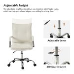 White Vegan Leather Wingback Tufted Adjustable Height Task Chair 8 White Vegan Leather Wingback Tufted Adjustable Height Task Chair