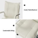 White Vegan Leather Wingback Tufted Adjustable Height Task Chair 9 White Vegan Leather Wingback Tufted Adjustable Height Task Chair