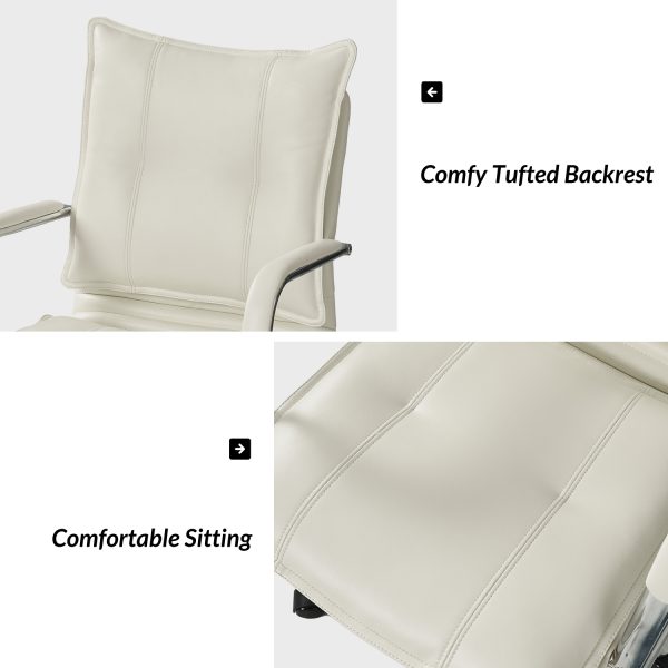 White Vegan Leather Wingback Tufted Adjustable Height Task Chair 3
