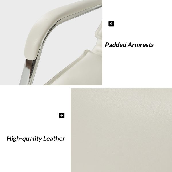 White Vegan Leather Wingback Tufted Adjustable Height Task Chair 4