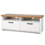 Modern White TV Stand with 2 Cabinets for 48-Inch TVs 8 Modern White TV Stand with 2 Cabinets for 48-Inch TVs