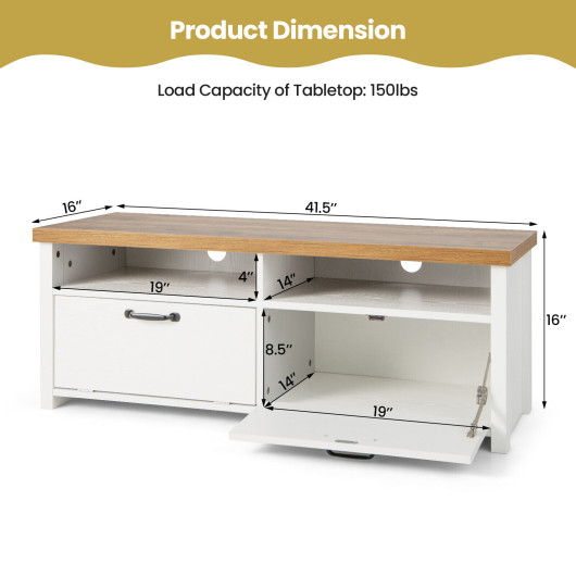 Modern White TV Stand with 2 Cabinets for 48-Inch TVs 4 Modern White TV Stand with 2 Cabinets for 48-Inch TVs - Image 4