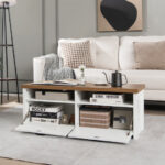 Modern White TV Stand with 2 Cabinets for 48-Inch TVs 14 Modern White TV Stand with 2 Cabinets for 48-Inch TVs