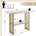 48 Inch Faux Marble Console Table with Gold Frame