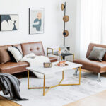 White Faux Marble Coffee Table with Gold X-Shaped Metal Base 8 White Faux Marble Coffee Table with Gold X-Shaped Metal Base