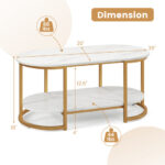 White Faux Marble Coffee Table with Gold Frame and Storage 12 White Faux Marble Coffee Table with Gold Frame and Storage