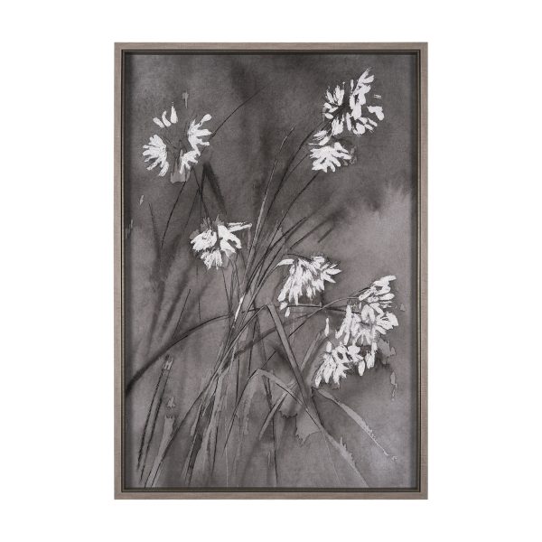 Wildflowers I Charcoal by Mercana Studio a Hand Embelished Textured Framed Art Print