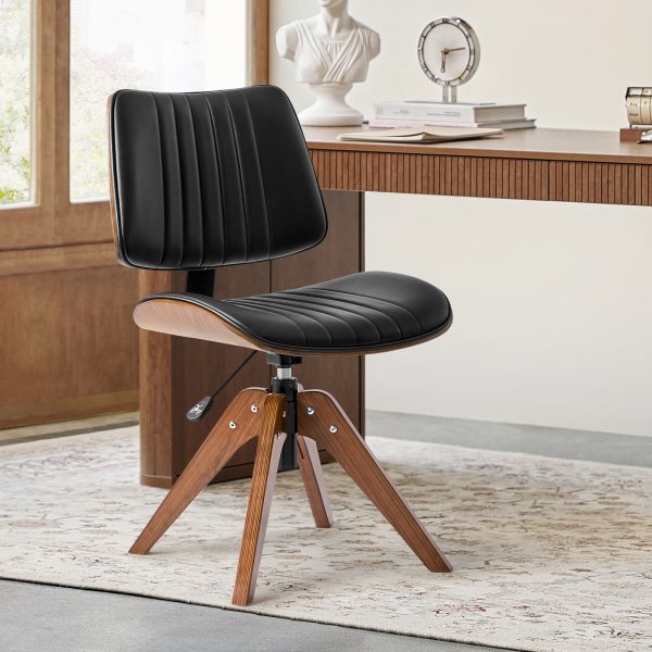 Will Black Mid Century Modern Wood Swivel Office Chair 1