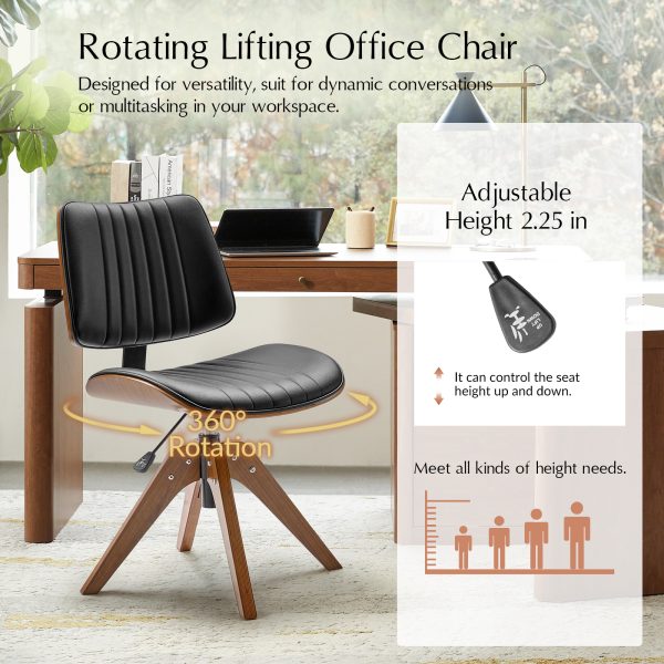 Will Black Mid Century Modern Wood Swivel Office Chair 2