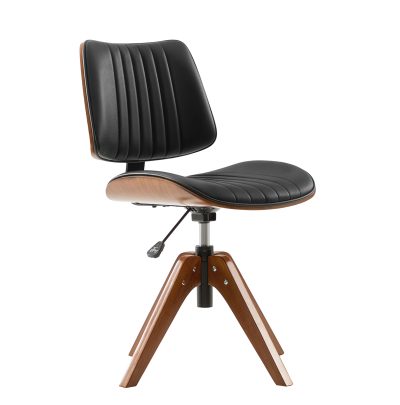 Will Black Mid-Century Modern Wood Swivel Office Chair