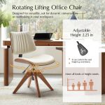 Will Ivory Swivel Wood Mid-Century Modern Office Chair 8 Will Ivory Swivel Wood Mid-Century Modern Office Chair