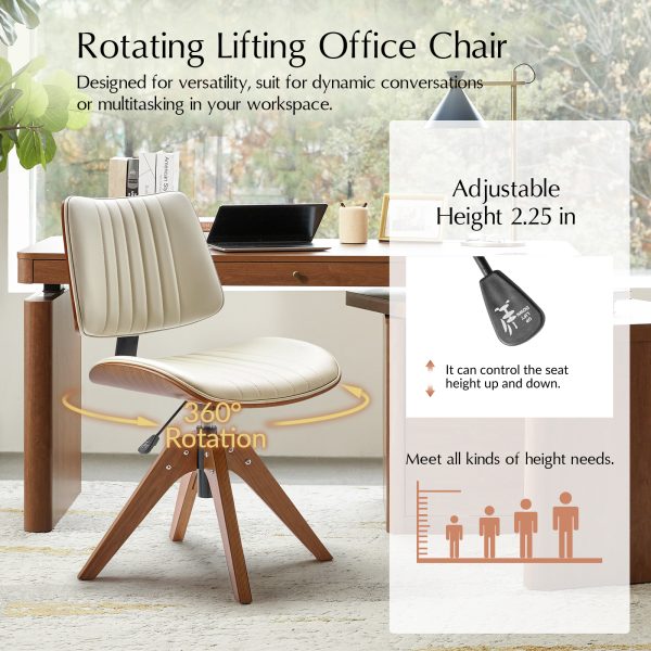 Will Ivory Swivel Wood Mid Century Modern Office Chair 2