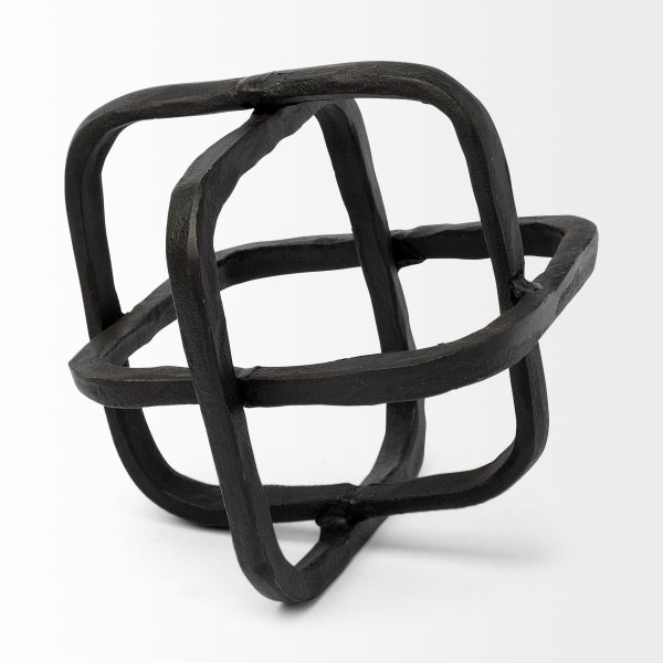 Willem I 9L x 9W Black Metal Open Cube Decor Object 6