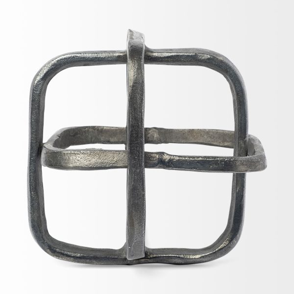 Willem II 9L x 9W Silver Metal Open Cube Decor Object 3