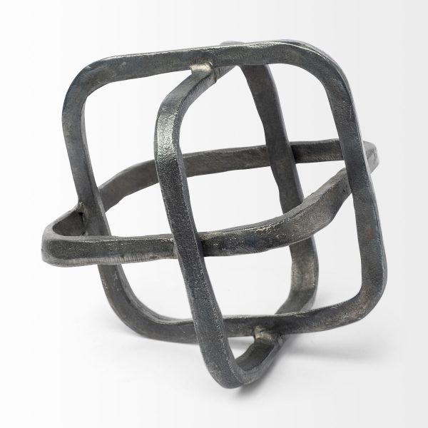 Willem II 9L x 9W Silver Metal Open Cube Decor Object 4