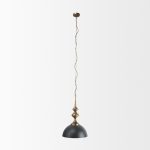 Willson 17.0L x 17.0W x 29.0H Black Iron W/Antique Brass Dome Pendant Light