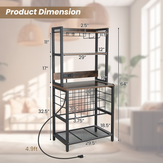 Industrial Wine Bar Cabinet with Storage Shelves and Charging Station - Image 5