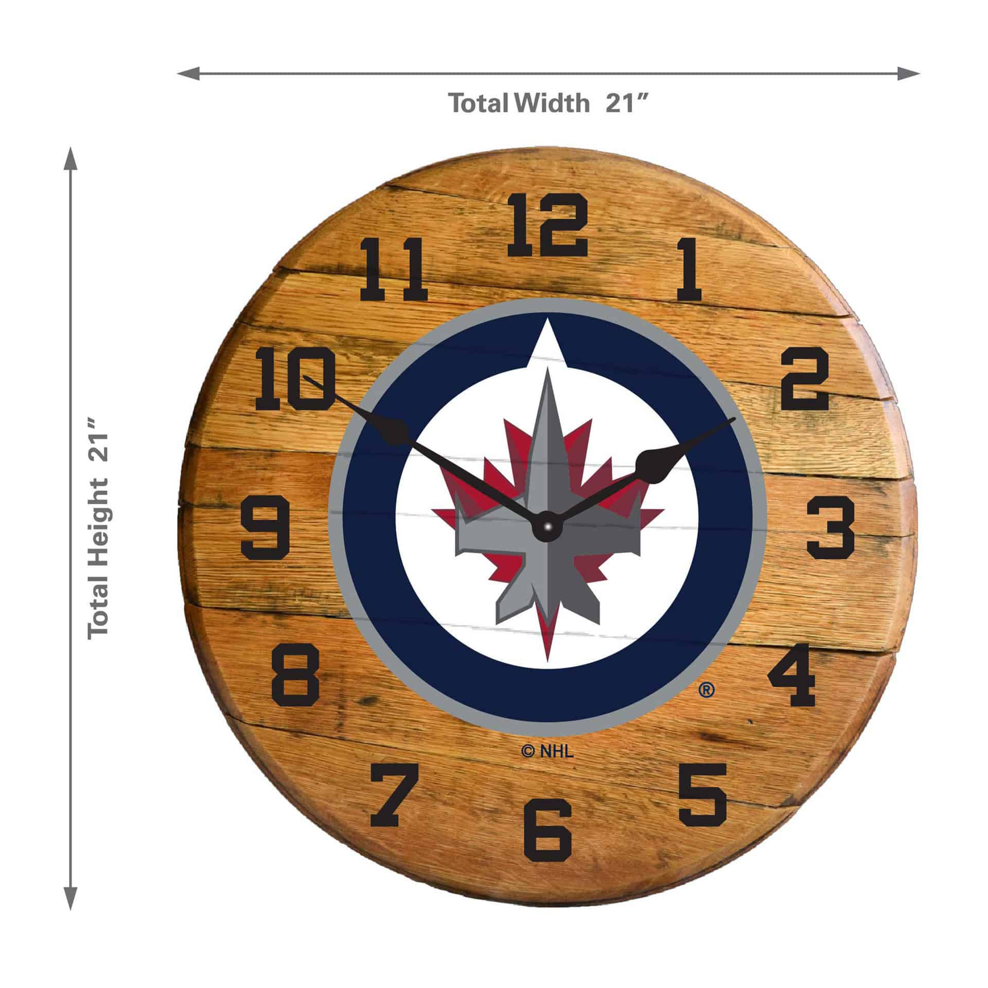 Winnipeg Jets Oak Barrel Clock 2 Winnipeg Jets Oak Barrel Clock - Image 2