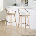 Winston 30 Farmhouse Whitewashed Wood and Copper Metal Barstool 12 Winston 30 Farmhouse Whitewashed Wood and Copper Metal Barstool