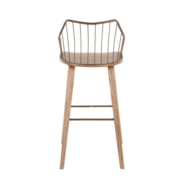 Winston 30 Farmhouse Whitewashed Wood and Copper Metal Barstool 4