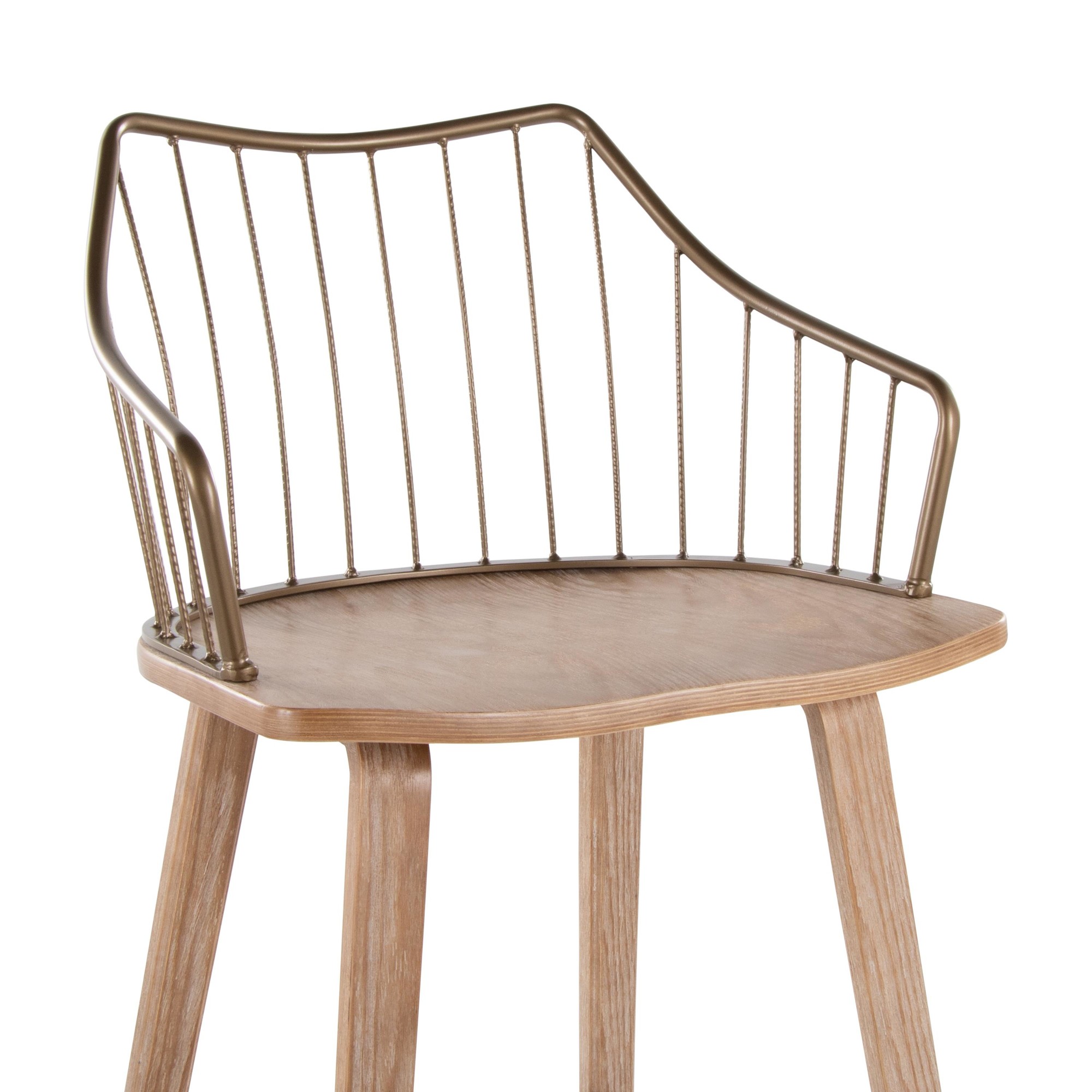 Winston 30 Farmhouse Whitewashed Wood and Copper Metal Barstool 7 Winston 30 Farmhouse Whitewashed Wood and Copper Metal Barstool - Image 7