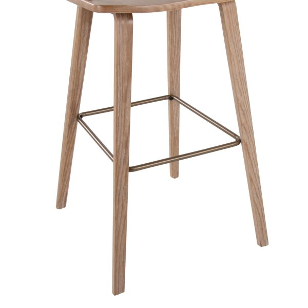 Winston 30 Farmhouse Whitewashed Wood and Copper Metal Barstool 7