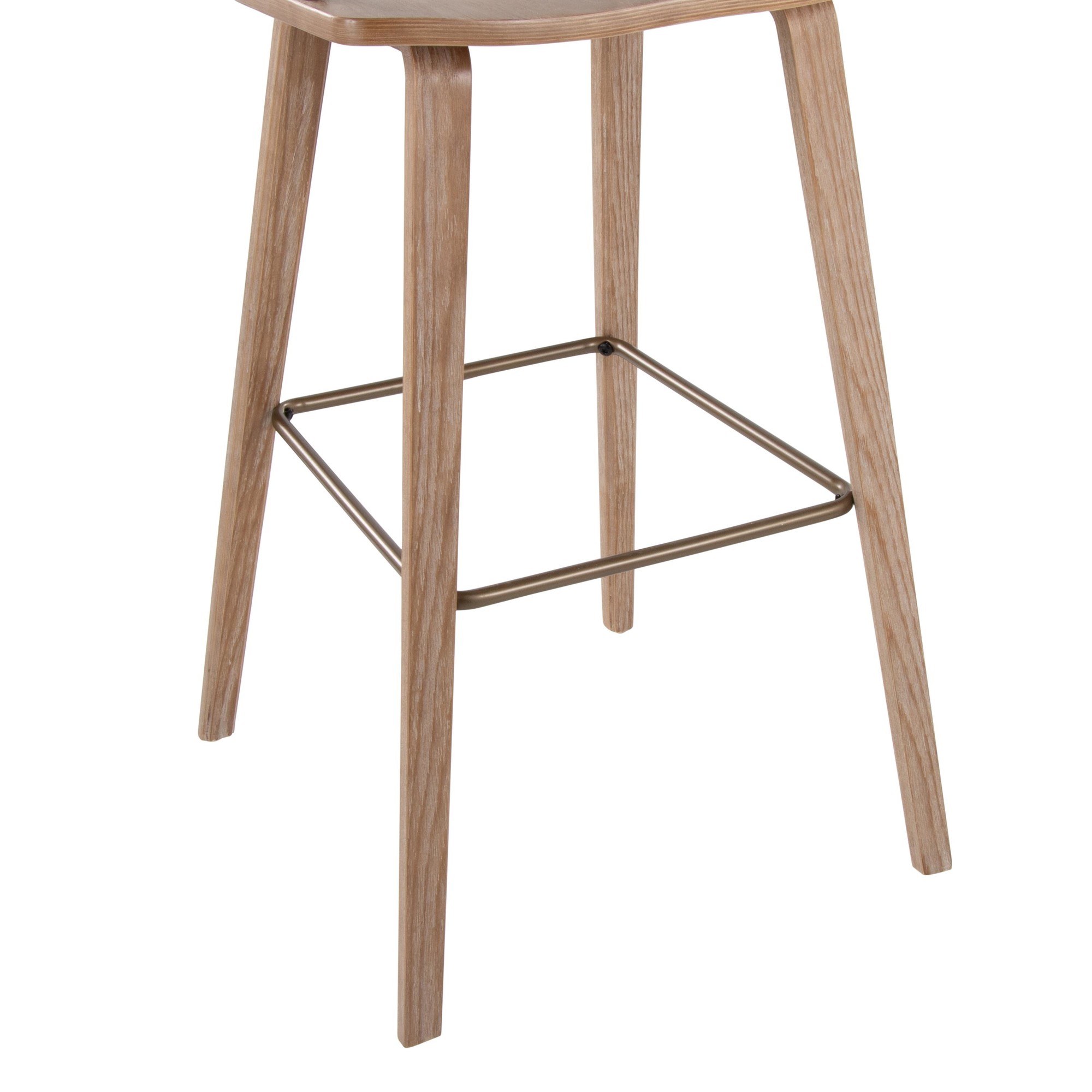 Winston 30 Farmhouse Whitewashed Wood and Copper Metal Barstool 8 Winston 30 Farmhouse Whitewashed Wood and Copper Metal Barstool - Image 8