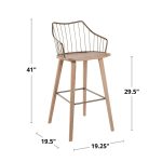 Winston 30 Farmhouse Whitewashed Wood and Copper Metal Barstool 21 Winston 30 Farmhouse Whitewashed Wood and Copper Metal Barstool