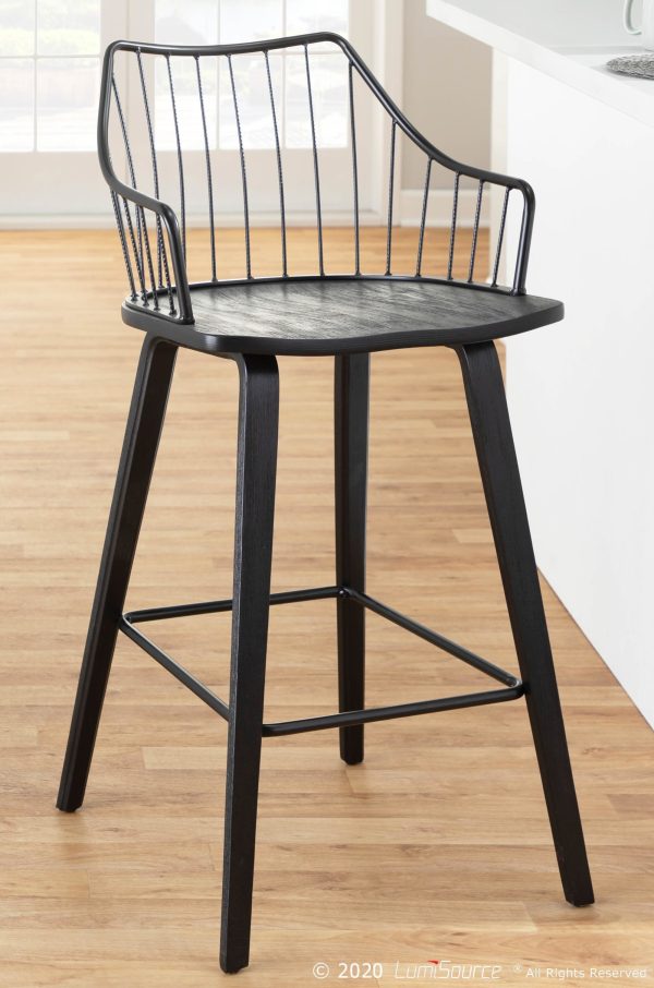 Winston Black Farmhouse Spindle Back 26 Inch Counter Stool 1