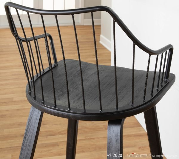 Winston Black Farmhouse Spindle Back 26 Inch Counter Stool 3